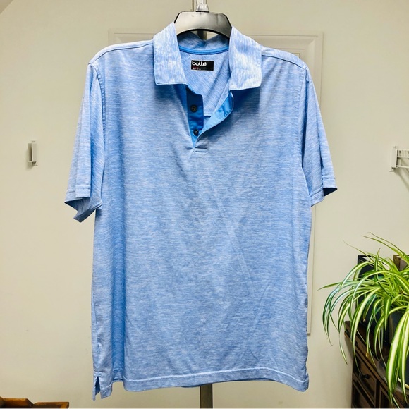 BOLLE T SHIRT MENS LIGHT BLUE SHORT SLEEVES SIZE MEDIUM COLLARED NECK wg - Picture 2 of 6